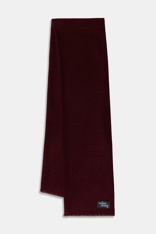 Maison Kitsuné szalik wełniany Wool Fringe wełna bordowy PW06200WB0028