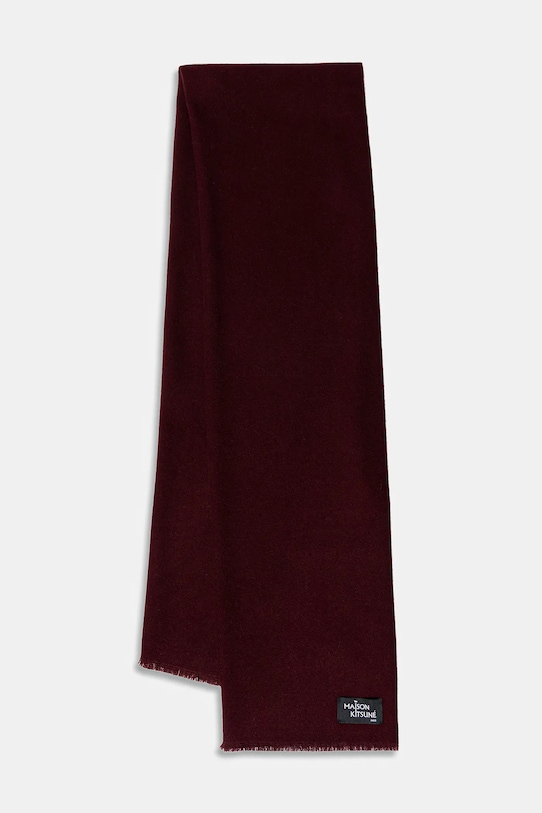 Maison Kitsuné eșarfă de lână Wool Fringe lana burgundia PW06200WB0028