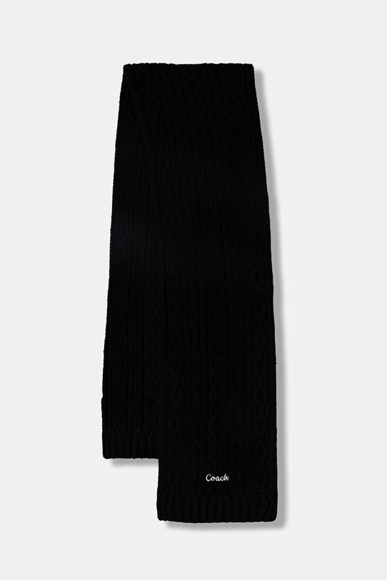 Coach szalik z domieszką wełny dzianina czarny 29CCL89