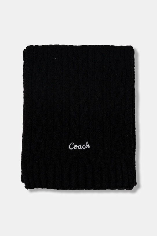Coach szalik z domieszką wełny 29CCL89 czarny AW25