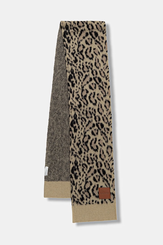 Coach szalik z dodatkiem wełny dzianina brązowy 29CCM91