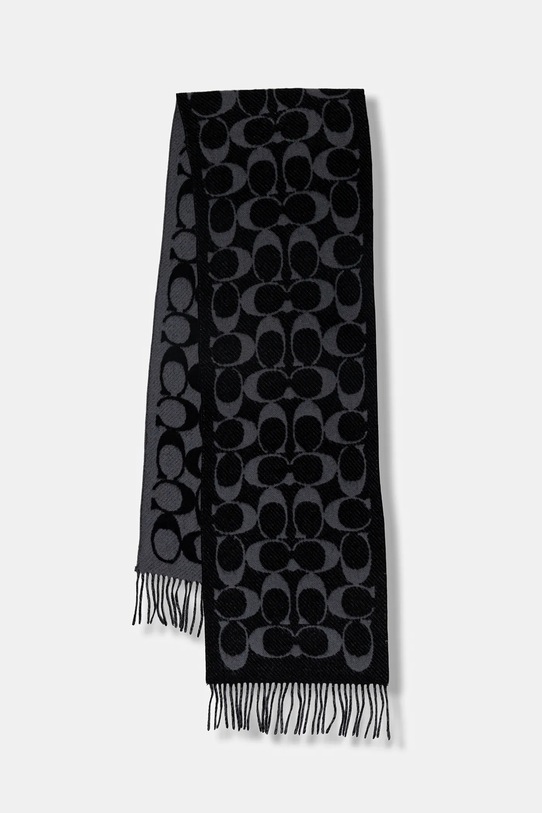 Coach eșarfă de lână tricotaj negru 29COWC540671