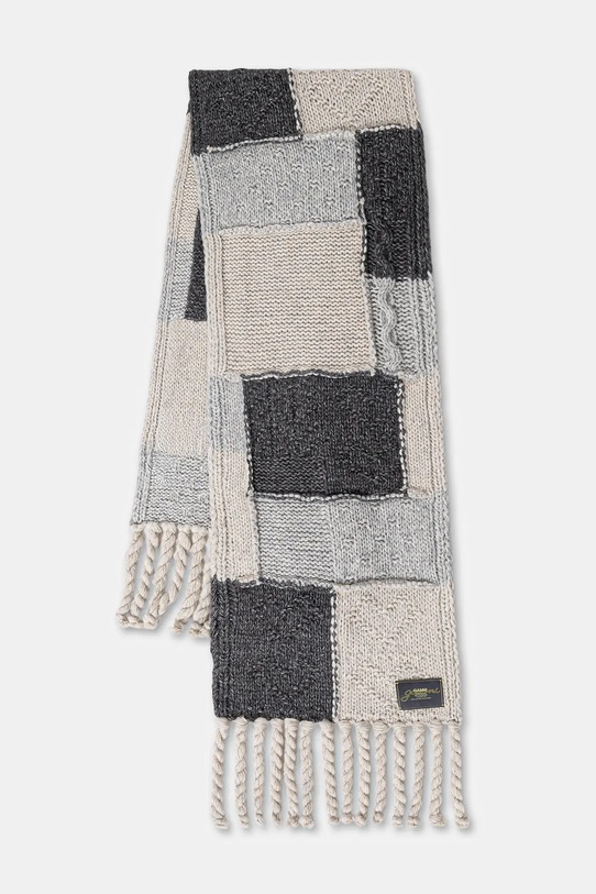 GANNI szalik z dodatkiem wełny Wool Cotton Bubble dzianina szary A6662
