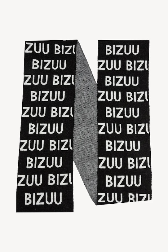 Bizuu szalik z dodatkiem wełny LOGGU dzianina czarny LOGGU.CZARNY