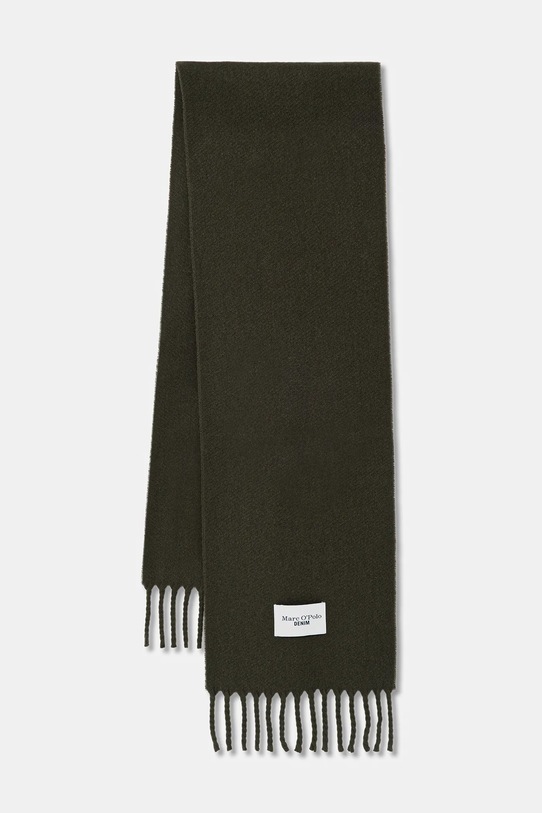 Marc O'Polo szalik wełniany tkanina zielony 5000007136