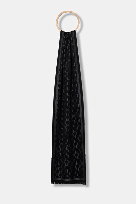 Karl Lagerfeld szalik z dodatkiem wełny cienka czarny 554135.805001