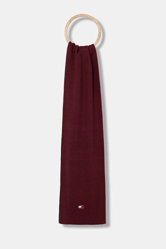 Tommy Jeans eșarfă din bumbac imprimeu burgundia AM0AM13683