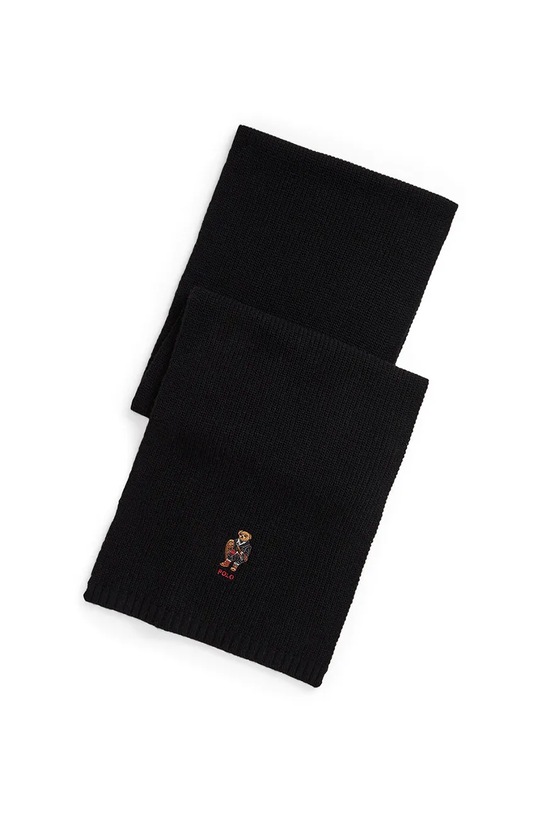 Polo Ralph Lauren szalik z dodatkiem wełny średniej grubości czarny 449P02042