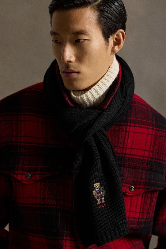 Doplnky Šál s prímesou vlny Polo Ralph Lauren 449P02042 čierna