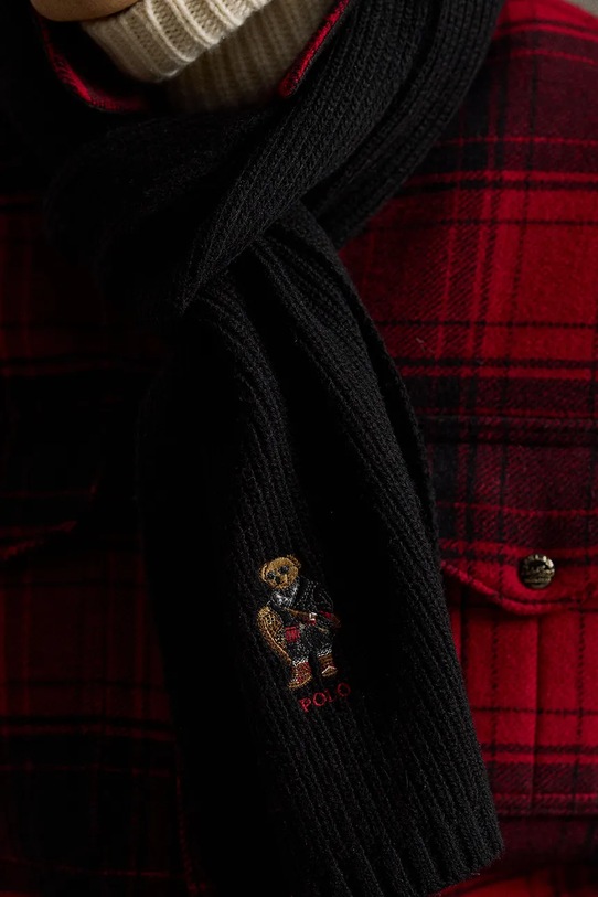 Šál s prímesou vlny Polo Ralph Lauren čierna 449P02042