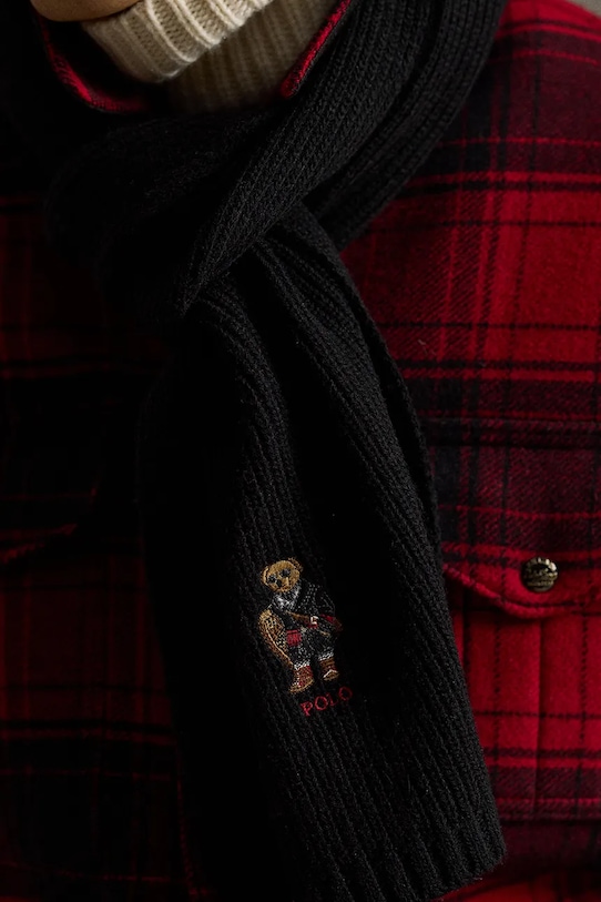 Šál s prímesou vlny Polo Ralph Lauren čierna 449P02042