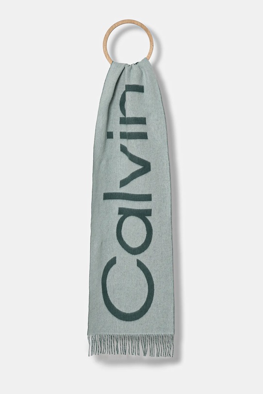 Calvin Klein eșarfă de lână cu modele turcoaz LV04D8026G