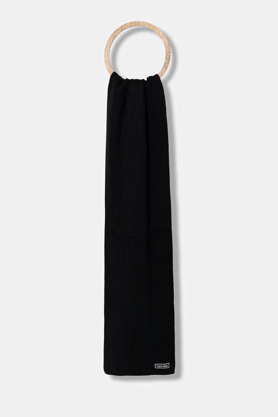 Calvin Klein szalik z domieszką wełny z domieszką wełny czarny LV04D8055G