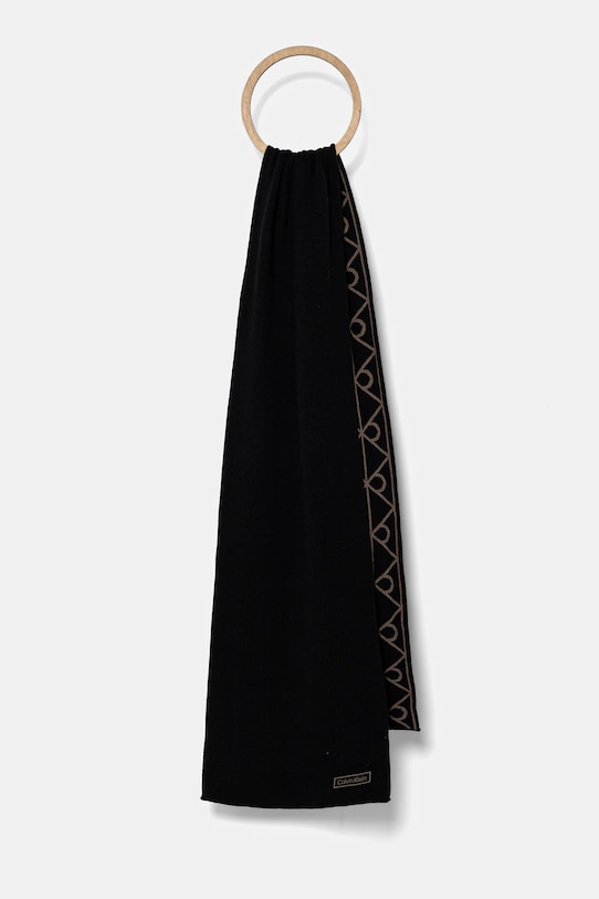 Двусторонний шерстяной шарф Calvin Klein шерсть чёрный LV04D8059G