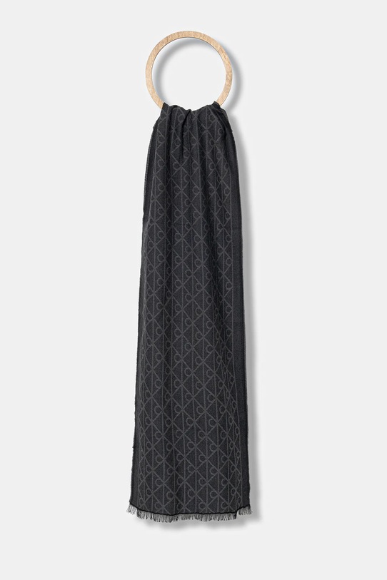 Calvin Klein szalik z wełną cienka szary LV04D8064G