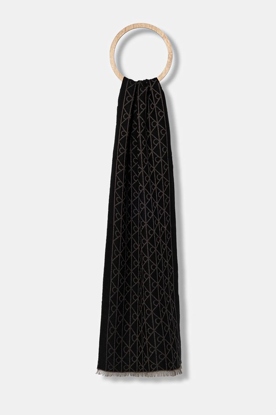 Calvin Klein szalik z wełną cienka brązowy LV04D8064G