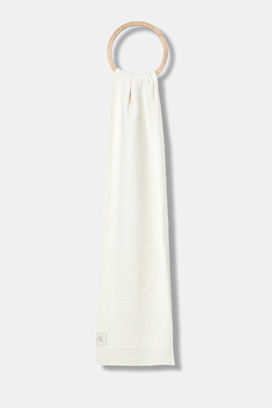 Calvin Klein sciarpa in lana a maglia pesante bianco LV04D8066G