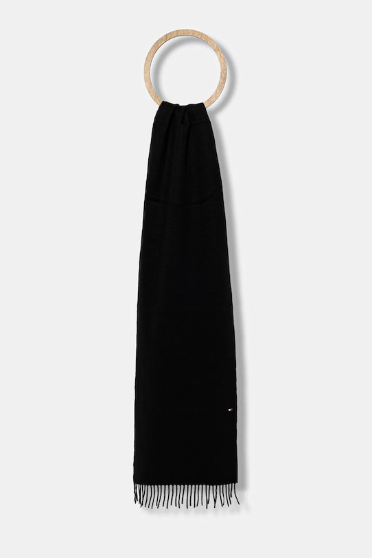 Šal od kašmira Tommy Hilfiger tanka crna AM0AM13594