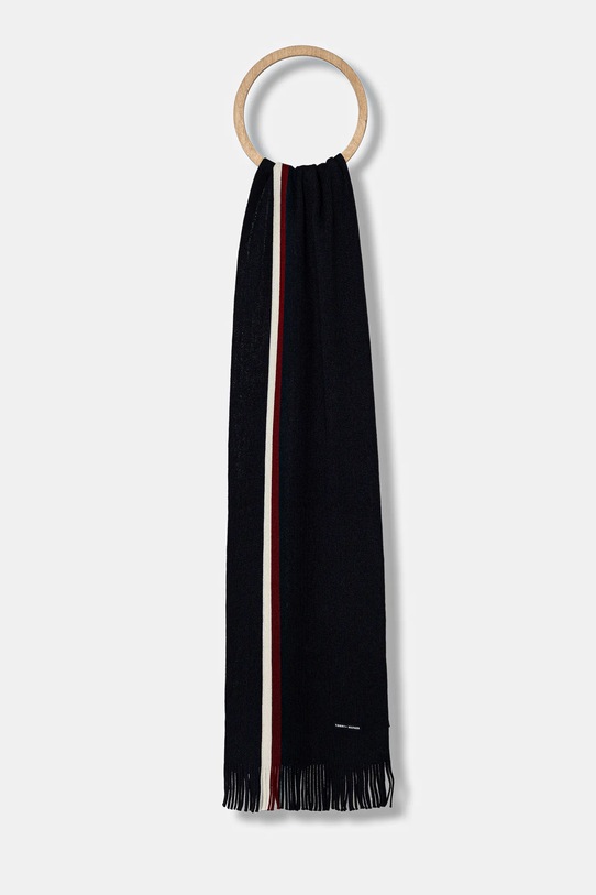 Tommy Hilfiger szalik z dodatkiem wełny cienka granatowy AM0AM13595