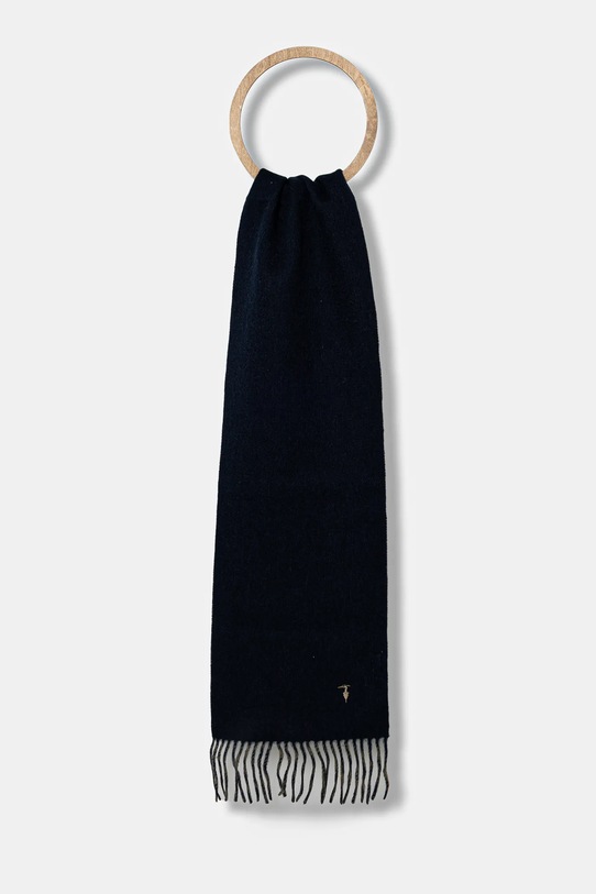 Trussardi szalik wełniany wełna granatowy S600C000002N
