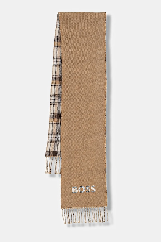 BOSS eșarfă cu lână model fin verde 50551650