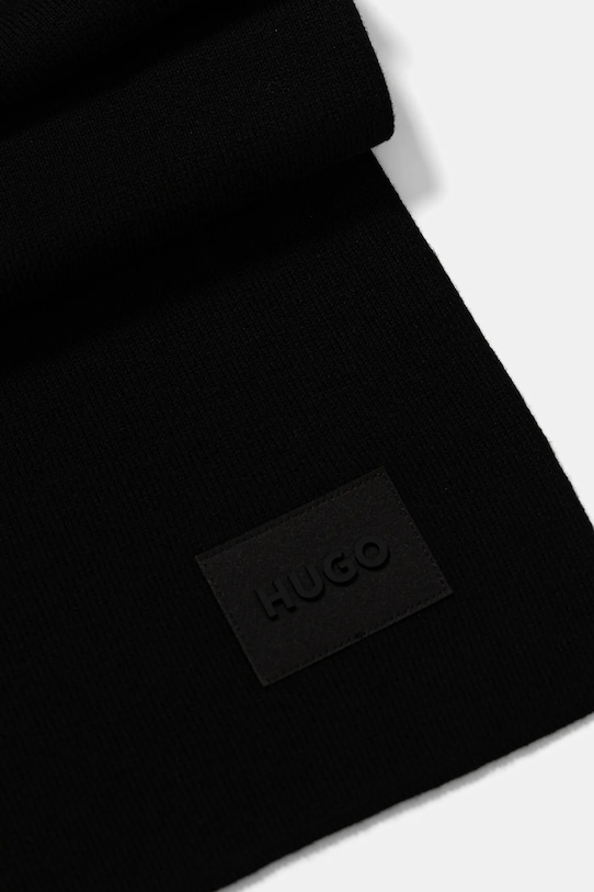 Хлопковый шарф HUGO 50551521 чёрный AW25