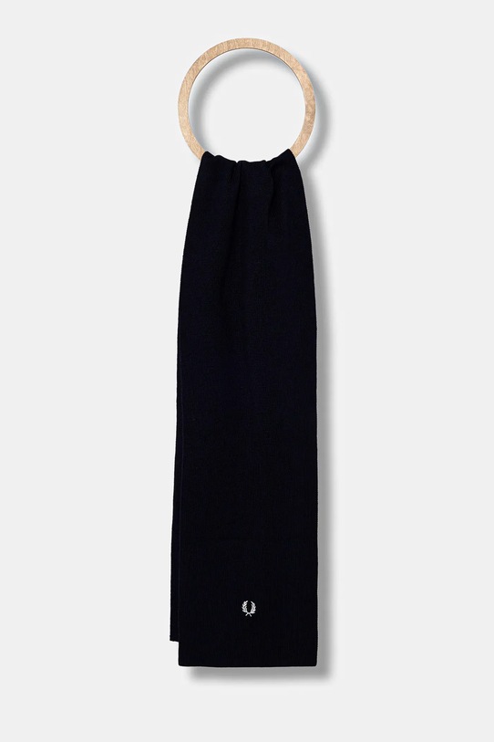 Fred Perry szalik z dodatkiem wełny gładkie granatowy C8140