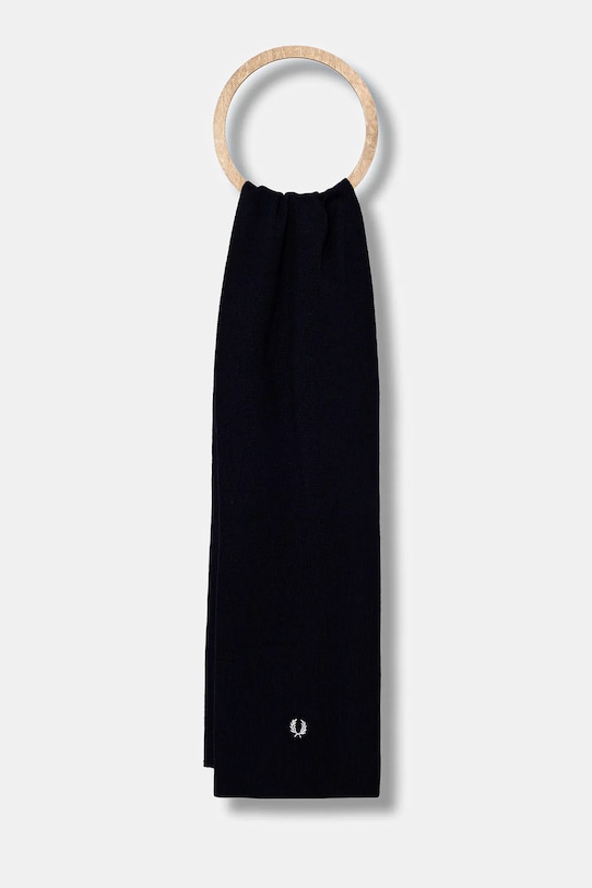 Fred Perry szalik z dodatkiem wełny gładkie granatowy C8140