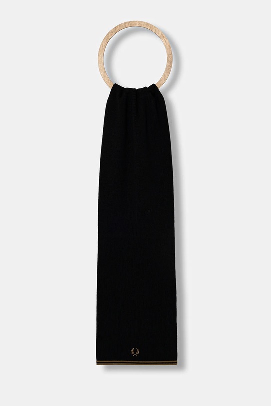 Fred Perry szalik z dodatkiem wełny dzianina czarny C9152