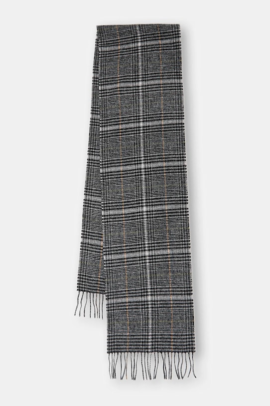 Barbour szalik wełniany tkanina szary USC0400