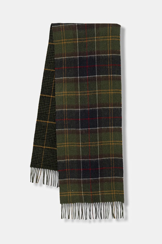 Barbour szalik wełniany tkanina zielony USC0401