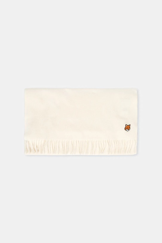 Maison Kitsuné szalik wełniany Fox Head PM06201WB0044 beżowy AW25