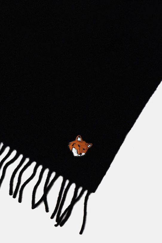 Akcesoria Maison Kitsuné szalik wełniany Fox Head PM06201WB0044 czarny