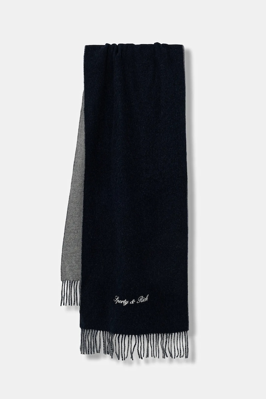 Sporty & Rich szalik wełniany Signature Logo Duo gruba szary AC08566326GY24