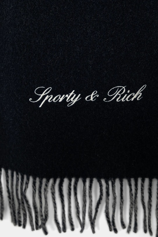 Sporty & Rich szalik wełniany Signature Logo Duo AC08566326GY24 szary AW25