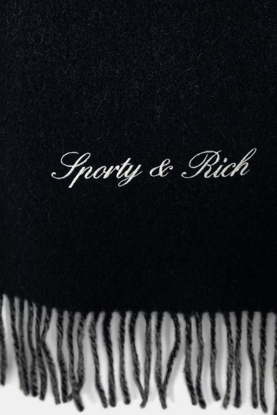 Sporty & Rich szalik wełniany Signature Logo Duo AC08566326GY24 szary AW25