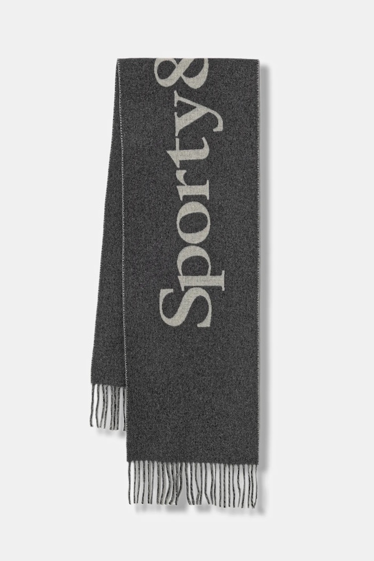 Sporty & Rich szalik wełniany Big Serif gładkie szary AC05262300GY16