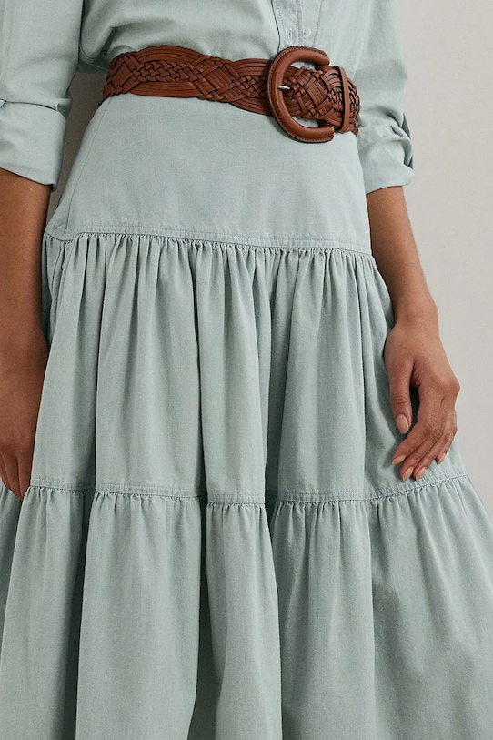 Lauren Ralph Lauren spódnica bawełniana niebieski 200978816