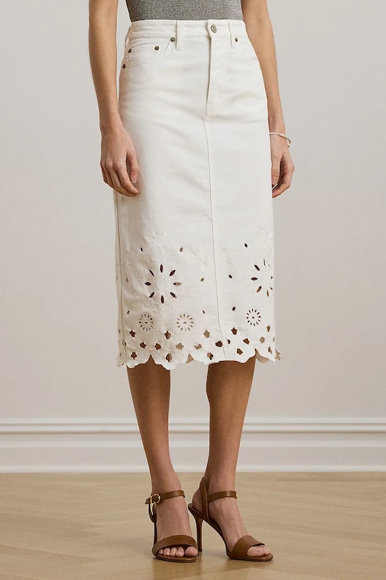 Traper suknja Lauren Ralph Lauren Planet friendly bijela 200978819