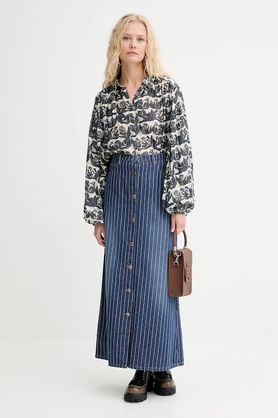 MUNTHE spódnica jeansowa bawełniana LIVONO 253123825316 niebieski AW25