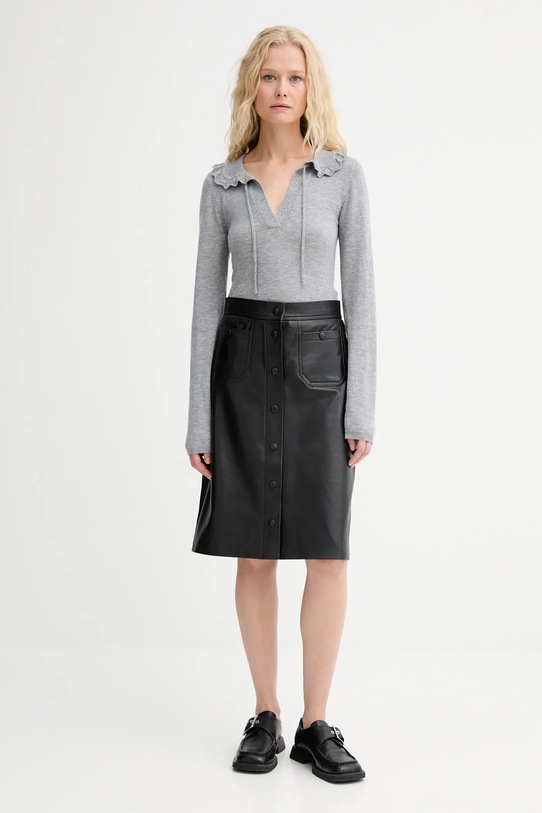 MUNTHE spódnica skórzana LOCUS 253123325303 czarny AW25