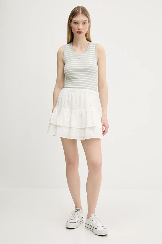 Tommy Jeans spódnica bawełniana DW0DW21166 beżowy AW25