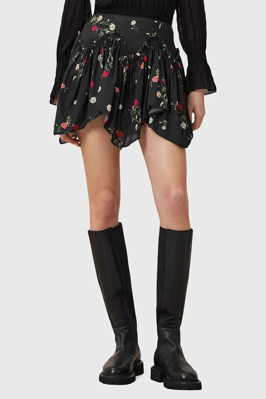 Bavlnená sukňa AllSaints DELILAH W032RC čierna AW25