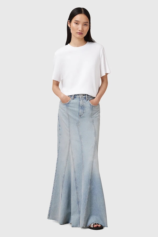 AllSaints spódnica jeansowa ALMA bawełna niebieski W068RC