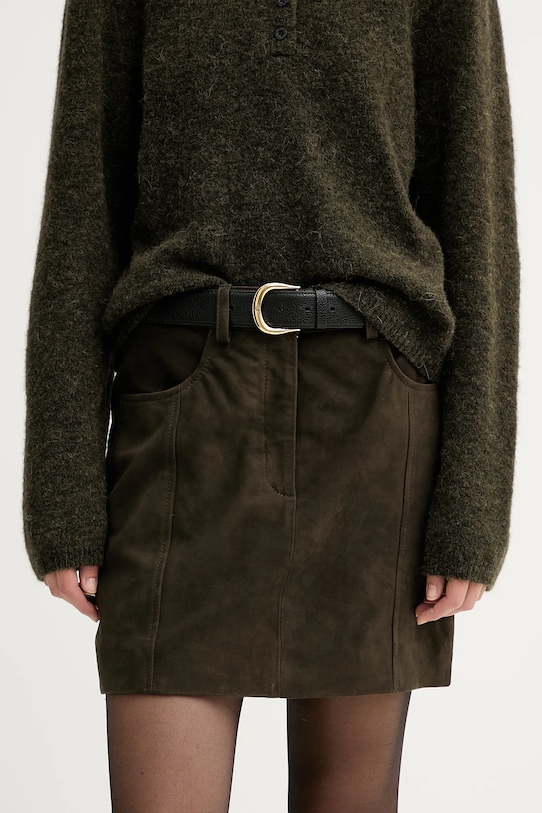 Gestuz spódnica zamszowa casual zielony 10910679