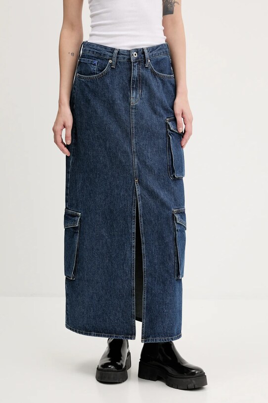 Karl Lagerfeld Jeans farmer szoknya szövet sötétkék A3W12011