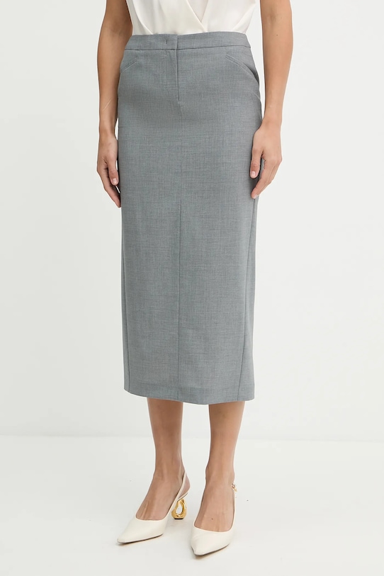 Вовняна спідниця BOSS casual сірий 50541977