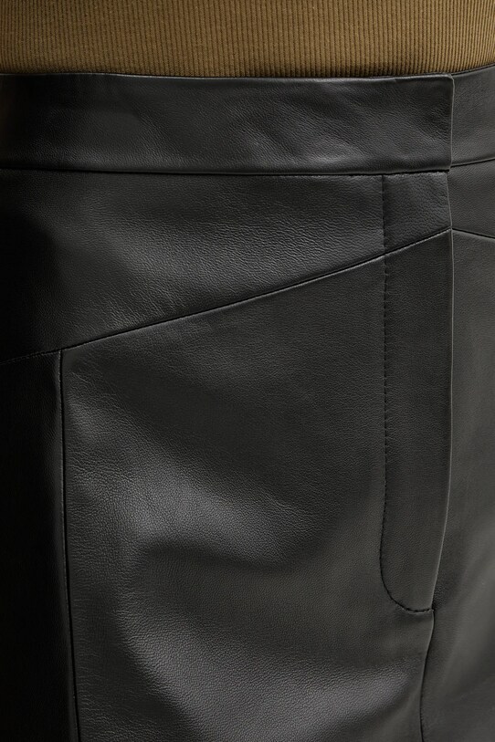 Шкіряна спідниця BOSS чорний 50543188