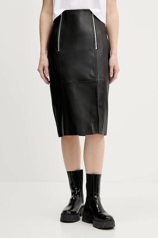 HUGO fustă de piele uni negru 50542308