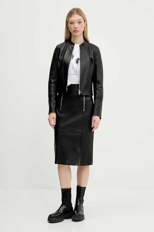 HUGO fustă de piele 50542308 negru AW25